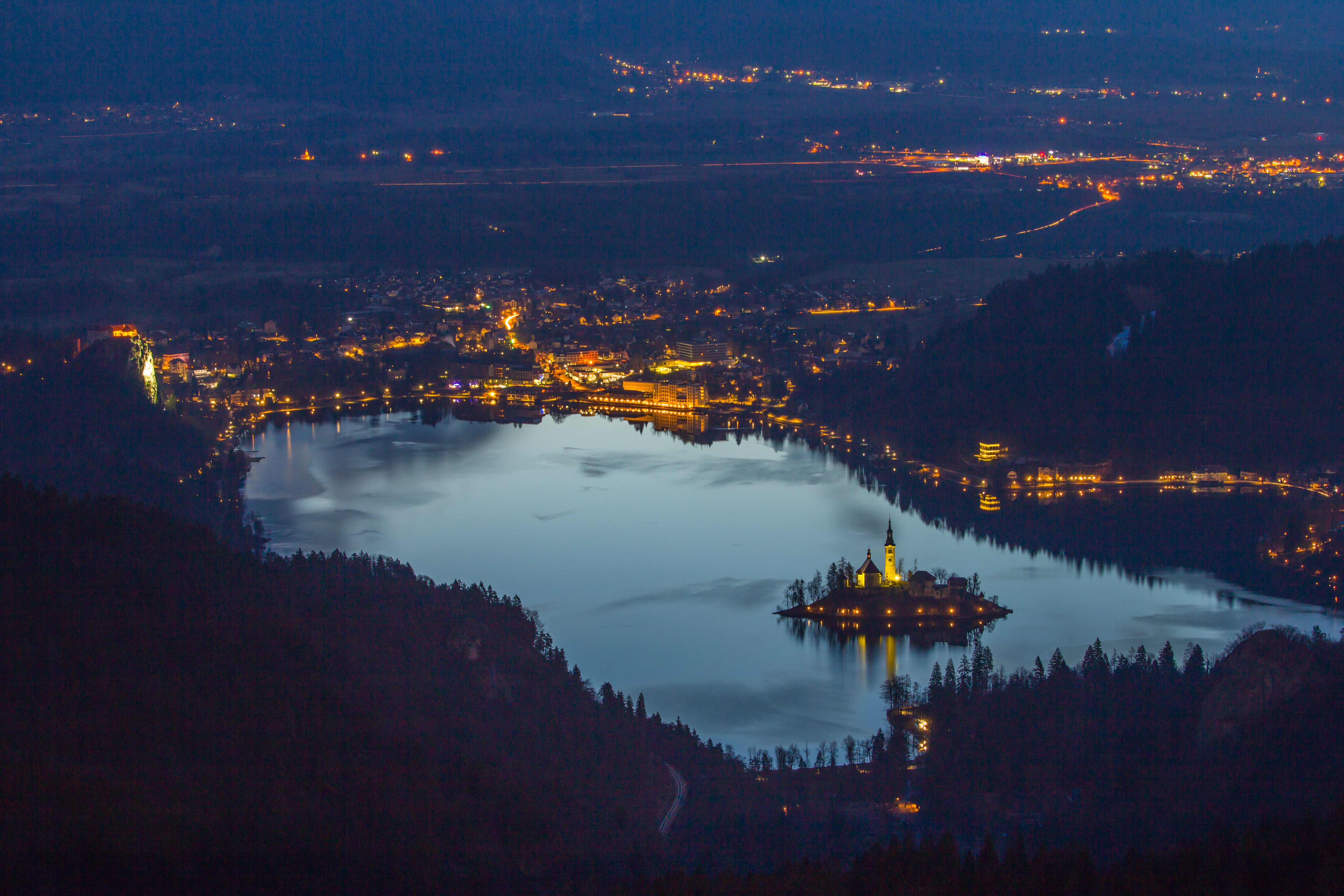 Night view of Bled, Slovenia